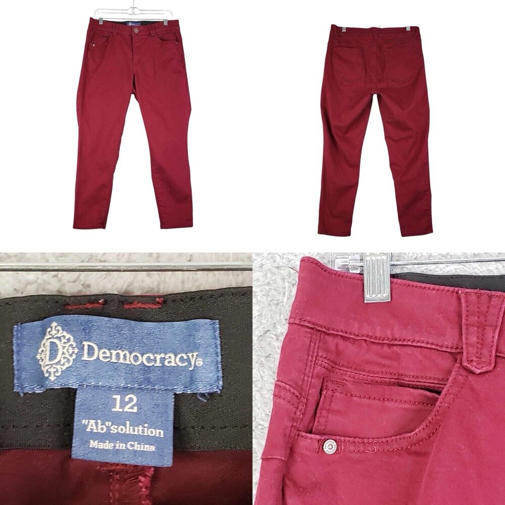 Democracy Skinny Jeans in Deep Burgundy Red